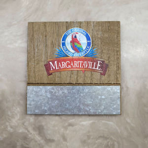 NWT Margaritaville Coasters & Caddy with Galvanized Metal, set of 4